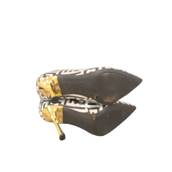 INC Women’sBlack & White Geometric Ankle Booties With Gold Heel -Size 5 1/2 M36 - Picture 7 of 7